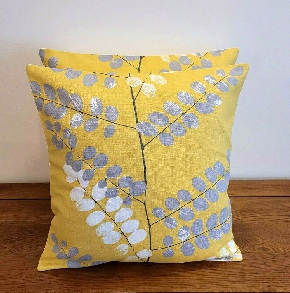 Cushion Cover Malin Citrine Yellow Grey Design 10" 12" 14" 16" 17" 18" 20" 22" 24" , Pillow Cover - CushionCoverAndDecor