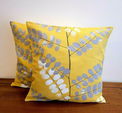 Cushion Cover Malin Citrine Yellow Grey Design 10" 12" 14" 16" 17" 18" 20" 22" 24" , Pillow Cover - CushionCoverAndDecor