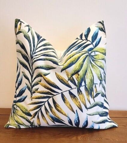 Cushion Cover Manila Lagoon Green Teal Leaf Desidn 10" 12" 14" 16" 17" 18" 20" 22" 24" 26" Handmade 100% Cotton - CushionCoverAndDecor