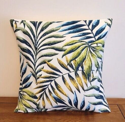 Cushion Cover Manila Lagoon Green Teal Leaf Desidn 10" 12" 14" 16" 17" 18" 20" 22" 24" 26" Handmade 100% Cotton - CushionCoverAndDecor