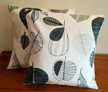 Cushion Cover Maple Apple Leaves Linen Grey Black - CushionCoverAndDecor