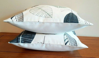 Cushion Cover Maple Apple Leaves Linen Grey Black - CushionCoverAndDecor