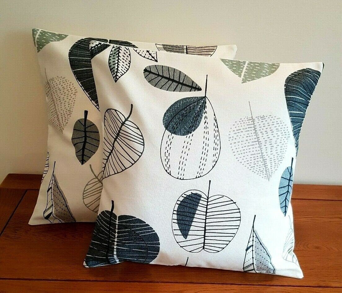 Cushion Cover Maple Apple Leaves Linen Grey Black - CushionCoverAndDecor