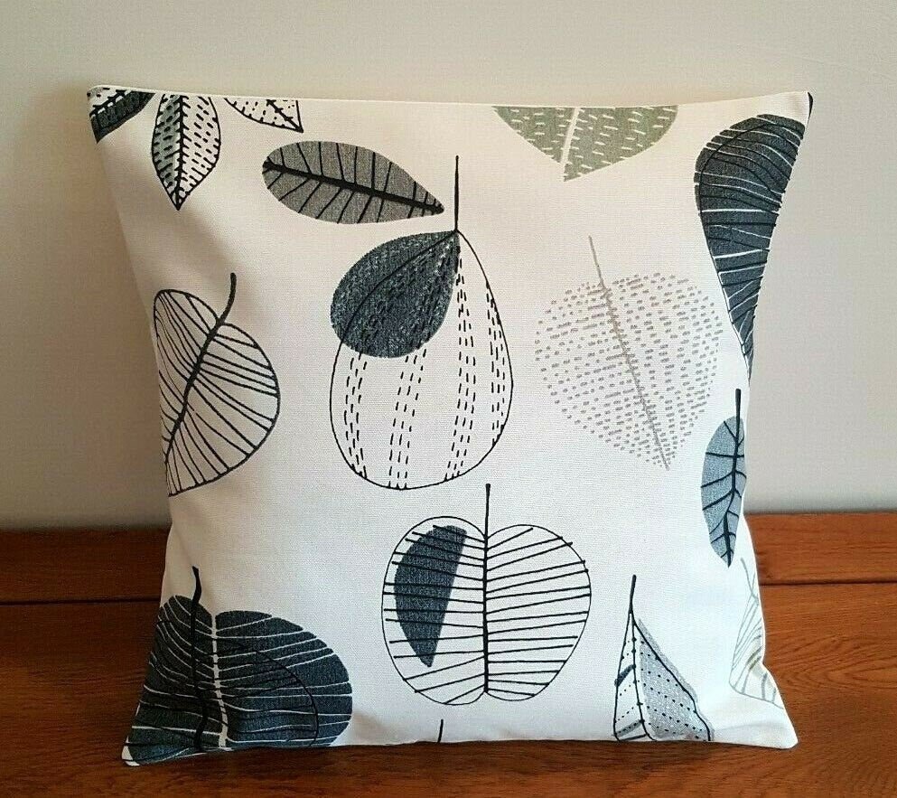 Cushion Cover Maple Apple Leaves Linen Grey Black - CushionCoverAndDecor