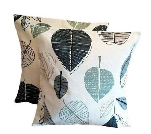 Cushion Cover Maple Apple Leaves Linen Grey Black - CushionCoverAndDecor