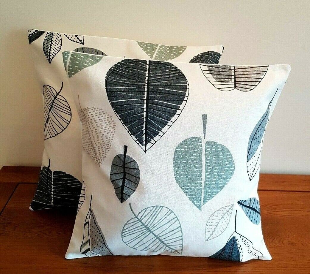 Cushion Cover Maple Apple Leaves Linen Grey Black - CushionCoverAndDecor