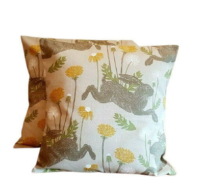 Cushion Cover March Hare Linen Beige Design , Easter Pillow Cover 10" 12" 14" 16" 17" 18" 20" 22" 24" 26" Studio G Handmade 100% Cotton - CushionCoverAndDecor