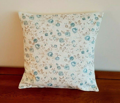 Cushion Cover Maude Mineral Blue eige Floral Design 10" 12" 14" 16" 17" 18" 20" 22" 24" 26" Clarke & Clarke Handmade 100% Cotton - CushionCoverAndDecor