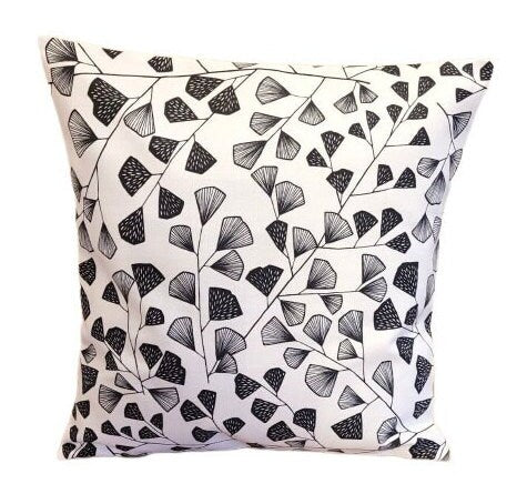 Cushion Cover MissPrint Fern Carbon Black White Design , Pillow Cover UK 10" 12" 14" 16" 17" 18" 20" 22" 24" 26" Handmade 100% Cotton - CushionCoverAndDecor