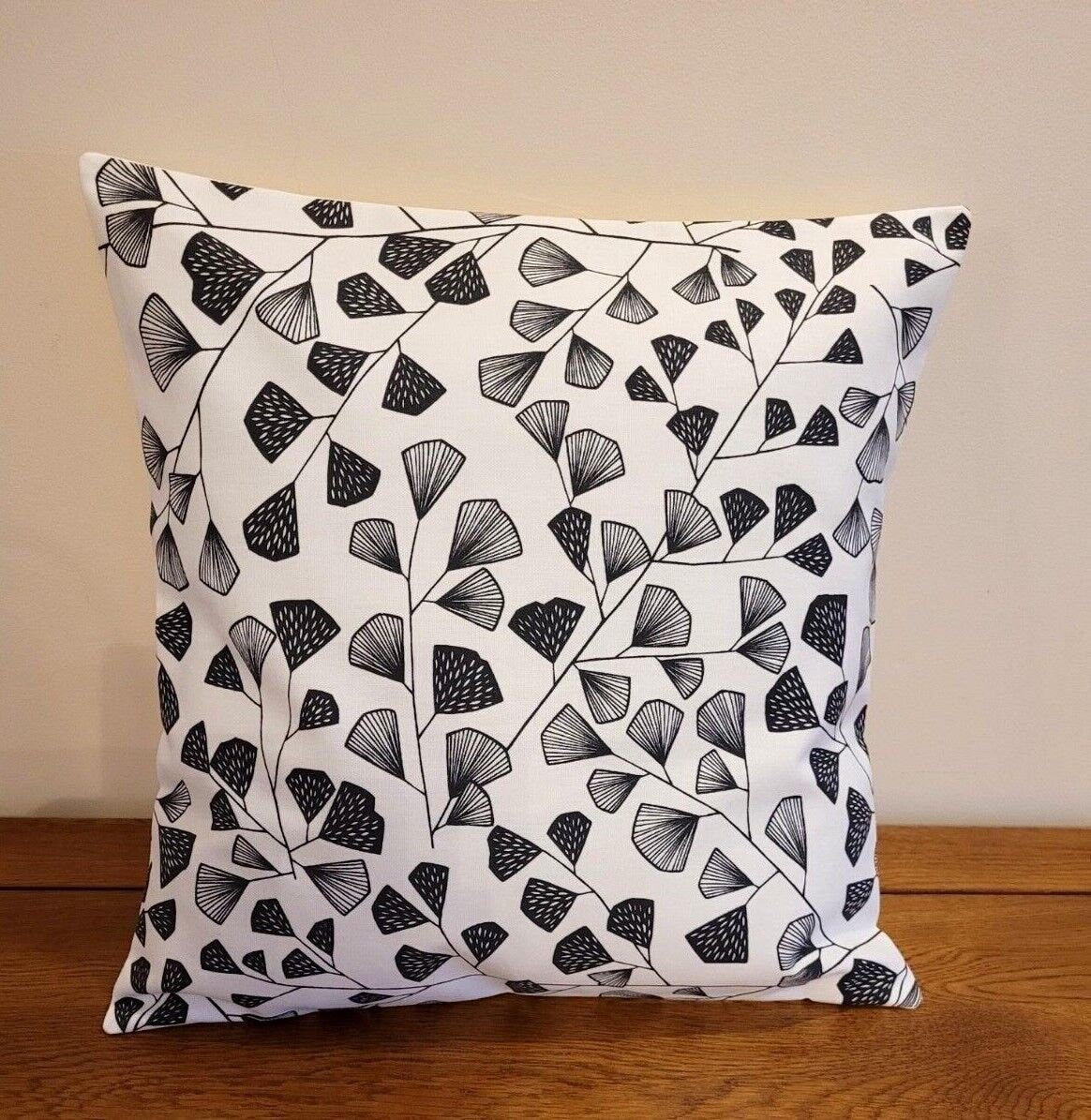 Cushion Cover MissPrint Fern Carbon Black White Design , Pillow Cover UK 10" 12" 14" 16" 17" 18" 20" 22" 24" 26" Handmade 100% Cotton - CushionCoverAndDecor