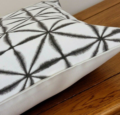 Cushion Cover Nussa Charcoal Black Abstract Geometric Design 10" 12" 14" 16" 17" 18" 20" 22" 24" 26" Clarke & Clarke Handmade 100% Cotton - CushionCoverAndDecor