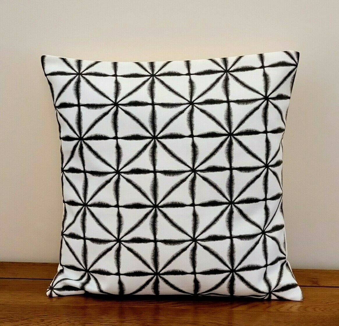 Cushion Cover Nussa Charcoal Black Abstract Geometric Design 10" 12" 14" 16" 17" 18" 20" 22" 24" 26" Clarke & Clarke Handmade 100% Cotton - CushionCoverAndDecor