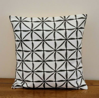 Cushion Cover Nussa Charcoal Black Abstract Geometric Design 10" 12" 14" 16" 17" 18" 20" 22" 24" 26" Clarke & Clarke Handmade 100% Cotton - CushionCoverAndDecor