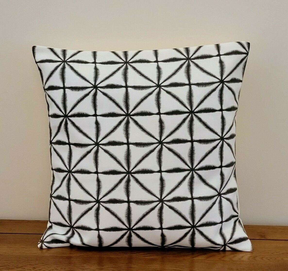 Cushion Cover Nussa Charcoal Black Abstract Geometric Design 10" 12" 14" 16" 17" 18" 20" 22" 24" 26" Clarke & Clarke Handmade 100% Cotton - CushionCoverAndDecor