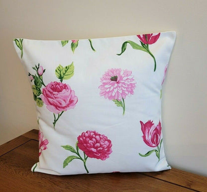 Cushion Cover Pink Green Floral Design 10" 12" 14" 16" 17" 18" 20" 22" 24" 26" Handmade 100% Cotton - CushionCoverAndDecor