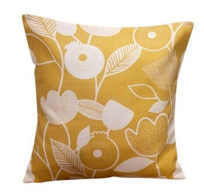 Cushion Cover Pomegranate Trail Ochre Yellow Floral Design 10" 12" 14" 16" 17" 18" 20" 22" 24" 26" 100% Cotton Handmade - CushionCoverAndDecor