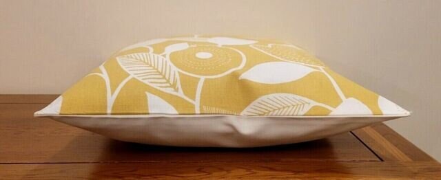 Cushion Cover Pomegranate Trail Ochre Yellow Floral Design 10" 12" 14" 16" 17" 18" 20" 22" 24" 26" 100% Cotton Handmade - CushionCoverAndDecor