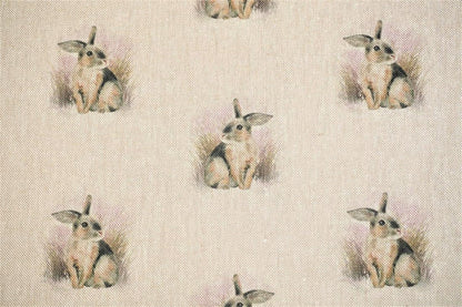 Cushion Cover Rabbit All Over Design , Cotton Rich Linen Look Fabric , Easter Cushion Cover 10" 12" 14" 16" 17" 18" 20" 22" 24" Handmade - CushionCoverAndDecor
