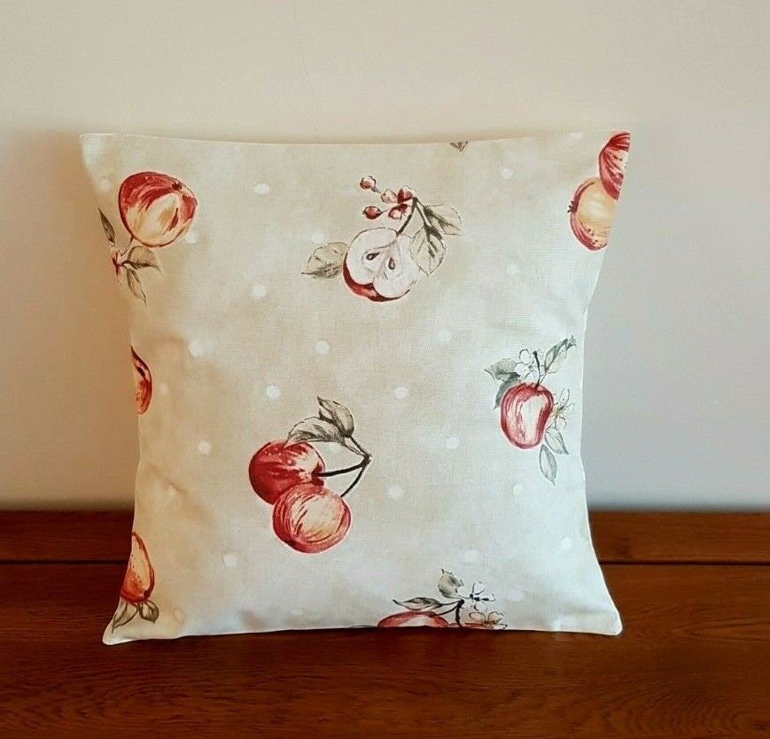 Cushion Cover Red Beige Green Apple Leaf Design 10" 12" 14" 16" 17" 18" 20" 22" 24" 26" 100% Cotton Handmade - CushionCoverAndDecor