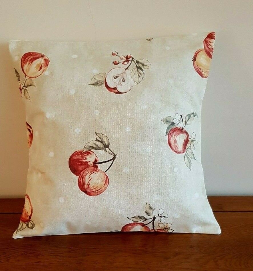 Cushion Cover Red Beige Green Apple Leaf Design 10" 12" 14" 16" 17" 18" 20" 22" 24" 26" 100% Cotton Handmade - CushionCoverAndDecor