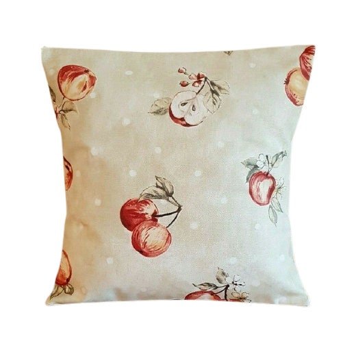 Cushion Cover Red Beige Green Apple Leaf Design 10" 12" 14" 16" 17" 18" 20" 22" 24" 26" 100% Cotton Handmade - CushionCoverAndDecor