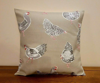 Cushion Cover Rooster Hen Chicken Sage Green Design , Easter Cushion cover 10" 12" 14" 16" 17" 18" 20" 22" 24" 26" Handmade 100% Cotton - CushionCoverAndDecor