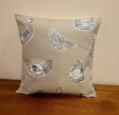 Cushion Cover Rooster Hen Chicken Sage Green Design , Easter Cushion cover 10" 12" 14" 16" 17" 18" 20" 22" 24" 26" Handmade 100% Cotton - CushionCoverAndDecor