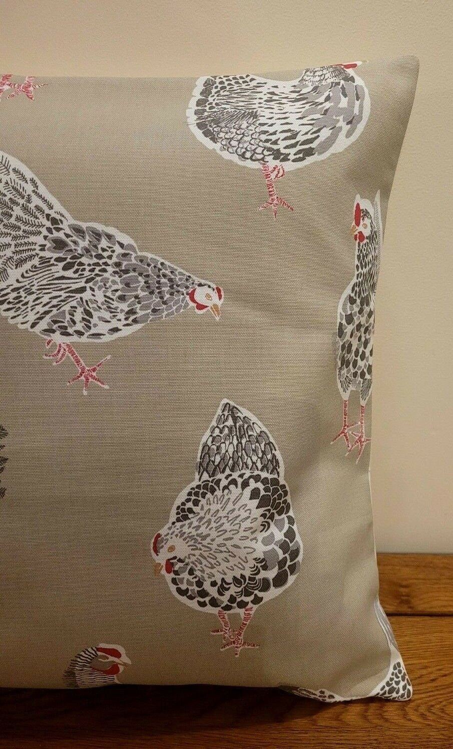 Cushion Cover Rooster Hen Chicken Sage Green Design , Easter Cushion cover 10" 12" 14" 16" 17" 18" 20" 22" 24" 26" Handmade 100% Cotton - CushionCoverAndDecor