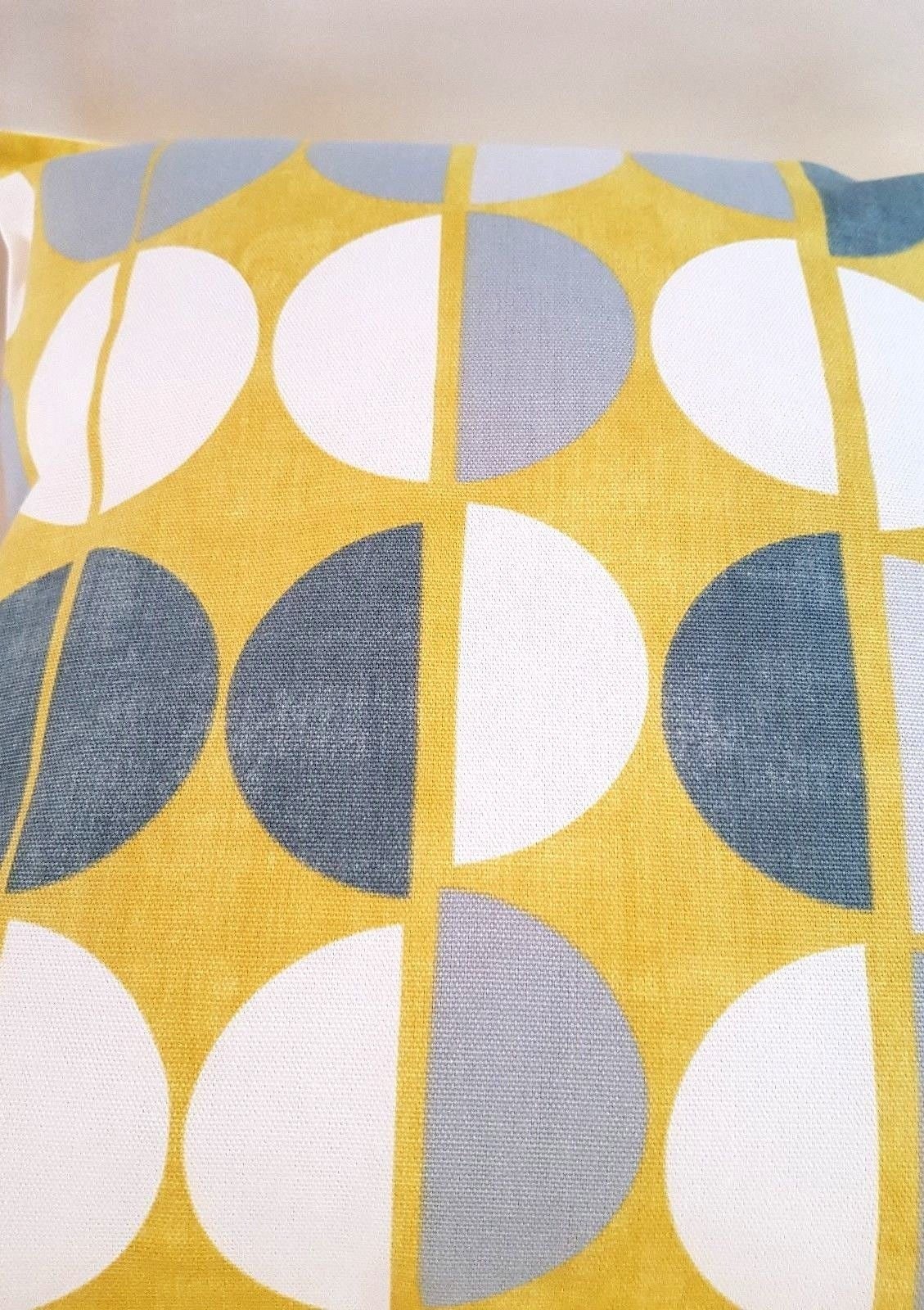 Cushion Cover Saffron Yellow Mustard Grey Circle Geometric Design 10" 12" 14" 16" 17" 18" 20" 22" 24" 26" Prestigious Textiles 100% Cotton - CushionCoverAndDecor