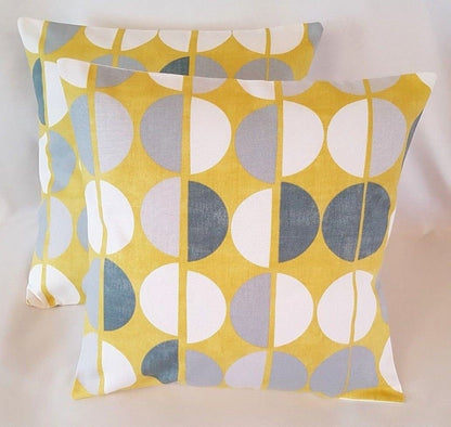 Cushion Cover Saffron Yellow Mustard Grey Circle Geometric Design 10" 12" 14" 16" 17" 18" 20" 22" 24" 26" Prestigious Textiles 100% Cotton - CushionCoverAndDecor