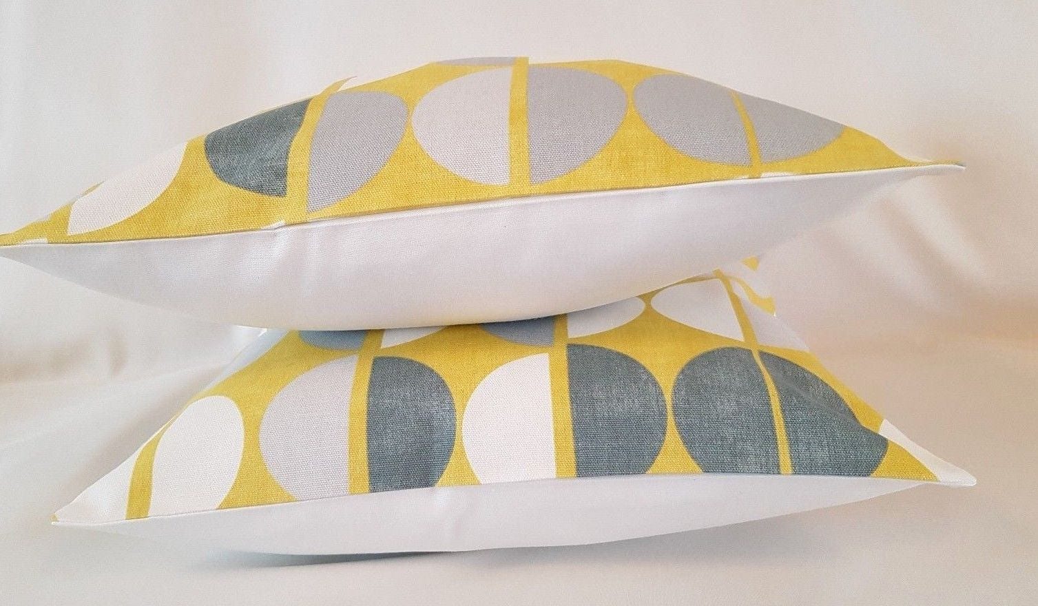 Cushion Cover Saffron Yellow Mustard Grey Circle Geometric Design 10" 12" 14" 16" 17" 18" 20" 22" 24" 26" Prestigious Textiles 100% Cotton - CushionCoverAndDecor