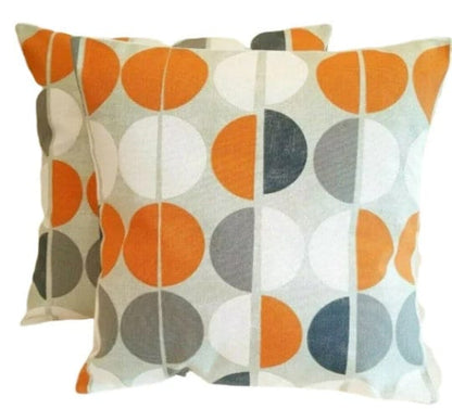 Cushion Cover Shoreditch Mango Orange Black Circle Design 10" 12" 14" 16" 17" 18" 20" 22" 24" 26" Handmade 100% Cotton - CushionCoverAndDecor