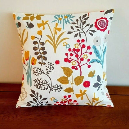 Cushion Cover Spice Orange Red Green Blue Floral Design 10" 12" 14" 16" 17" 18" 20" 22" 24" 26" 100% Cotton Handmade - CushionCoverAndDecor