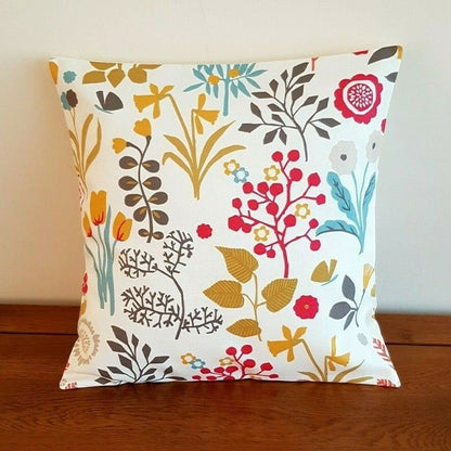 Cushion Cover Spice Orange Red Green Blue Floral Design 10" 12" 14" 16" 17" 18" 20" 22" 24" 26" 100% Cotton Handmade - CushionCoverAndDecor