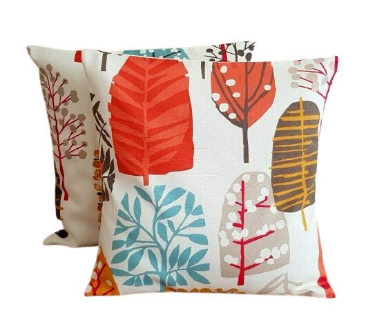 Cushion Cover Spice Orange Tree Blossom Design 10" 12" 14" 16" 17" 18" 20" 22" 24" 26" Clarke & Clarke Handmade 100% Cotton - CushionCoverAndDecor