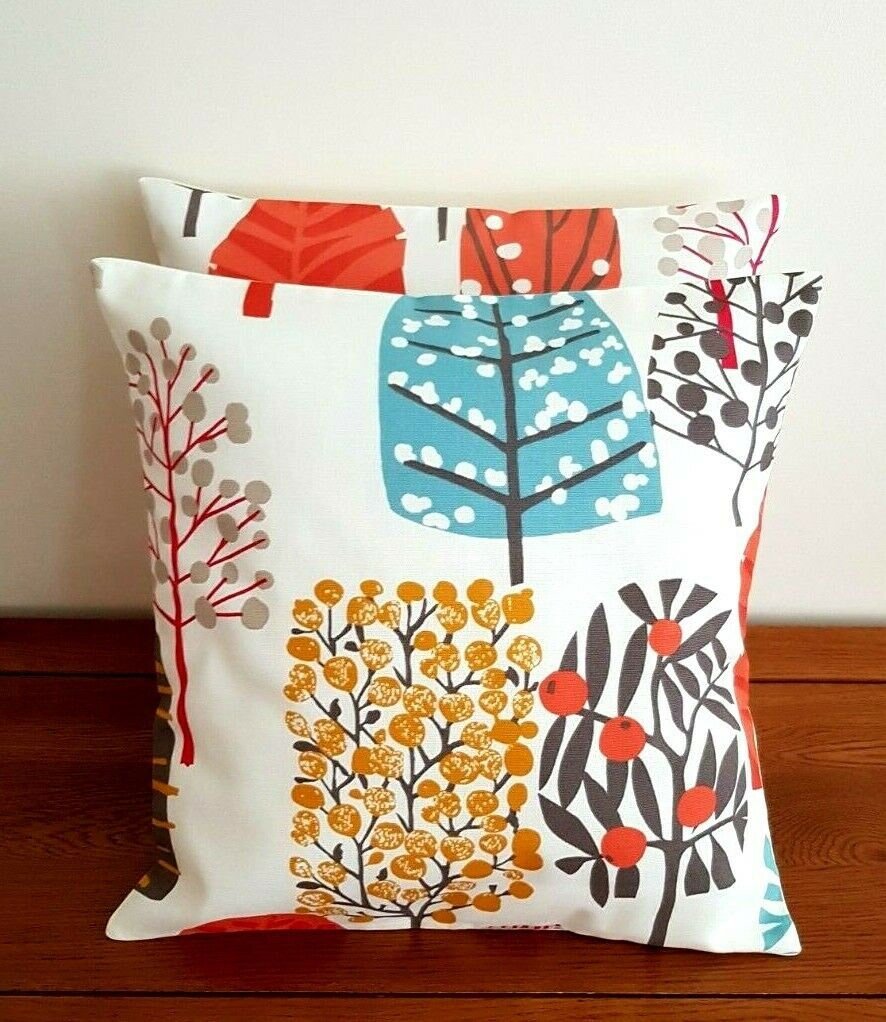 Cushion Cover Spice Orange Tree Blossom Design 10" 12" 14" 16" 17" 18" 20" 22" 24" 26" Clarke & Clarke Handmade 100% Cotton - CushionCoverAndDecor