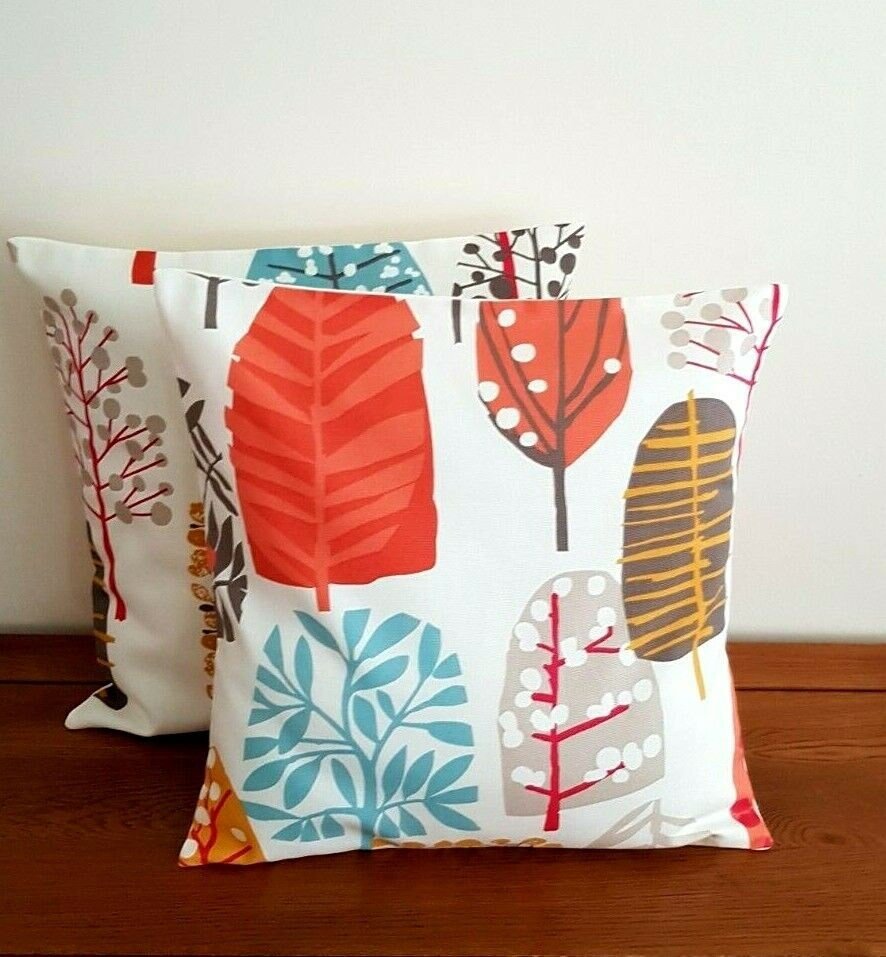 Cushion Cover Spice Orange Tree Blossom Design 10" 12" 14" 16" 17" 18" 20" 22" 24" 26" Clarke & Clarke Handmade 100% Cotton - CushionCoverAndDecor