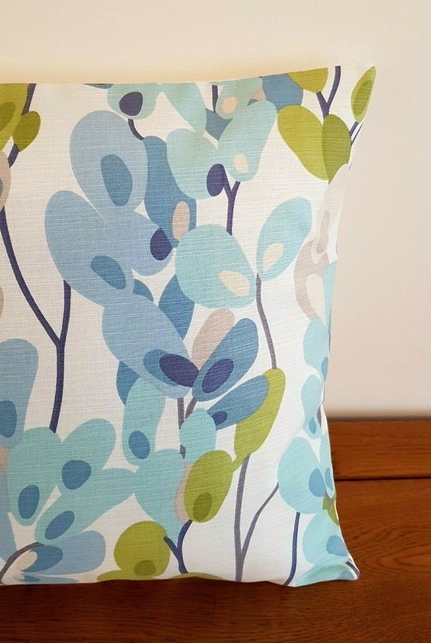 Cushion Cover Twirl Indigo Blue Green Beige Design 10" 12" 14" 16" 17" 18" 20" 22" 24" 26" 100% Cotton Handmade - CushionCoverAndDecor