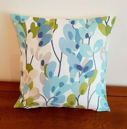 Cushion Cover Twirl Indigo Blue Green Beige Design 10" 12" 14" 16" 17" 18" 20" 22" 24" 26" 100% Cotton Handmade - CushionCoverAndDecor