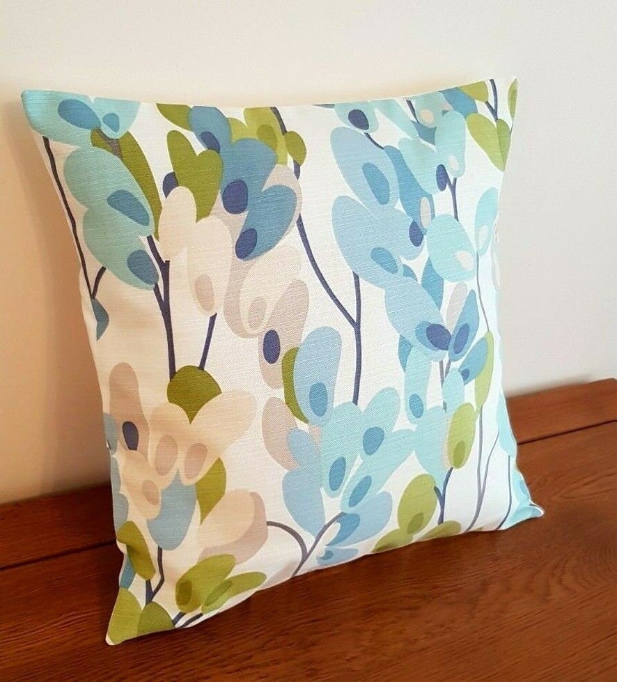 Cushion Cover Twirl Indigo Blue Green Beige Design 10" 12" 14" 16" 17" 18" 20" 22" 24" 26" 100% Cotton Handmade - CushionCoverAndDecor