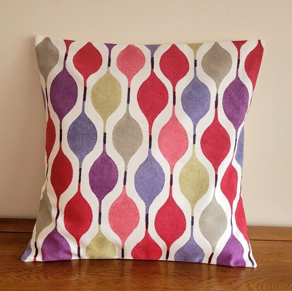 Cushion Cover Verve Geometric Red Berry Design 10" 12" 14" 16" 17" 18" 20" 22" 24" 26" Handmade 100% Cotton - CushionCoverAndDecor