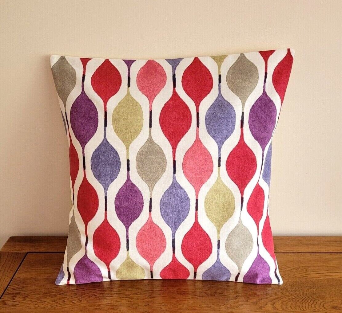 Cushion Cover Verve Geometric Red Berry Design 10" 12" 14" 16" 17" 18" 20" 22" 24" 26" Handmade 100% Cotton - CushionCoverAndDecor