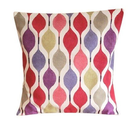 Cushion Cover Verve Geometric Red Berry Design 10" 12" 14" 16" 17" 18" 20" 22" 24" 26" Handmade 100% Cotton - CushionCoverAndDecor