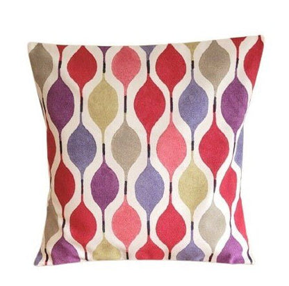 Cushion Cover Verve Geometric Red Berry Design 10" 12" 14" 16" 17" 18" 20" 22" 24" 26" Handmade 100% Cotton - CushionCoverAndDecor