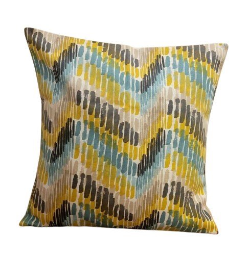 Cushion Cover Windjammer Chartreuse Green Teal Geometric Cariba Design 10" 12" 14" 16" 17" 18" 20" 22" 24" 26" Handmade 100% Cotton - CushionCoverAndDecor