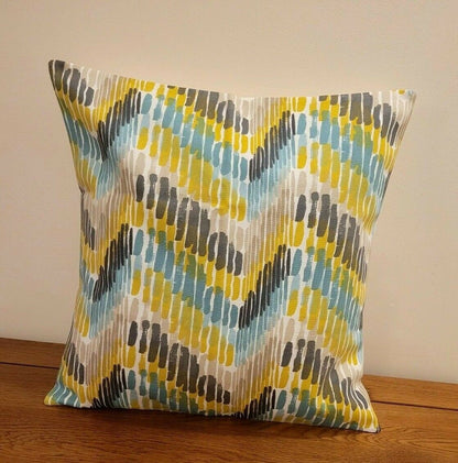 Cushion Cover Windjammer Chartreuse Green Teal Geometric Cariba Design 10" 12" 14" 16" 17" 18" 20" 22" 24" 26" Handmade 100% Cotton - CushionCoverAndDecor