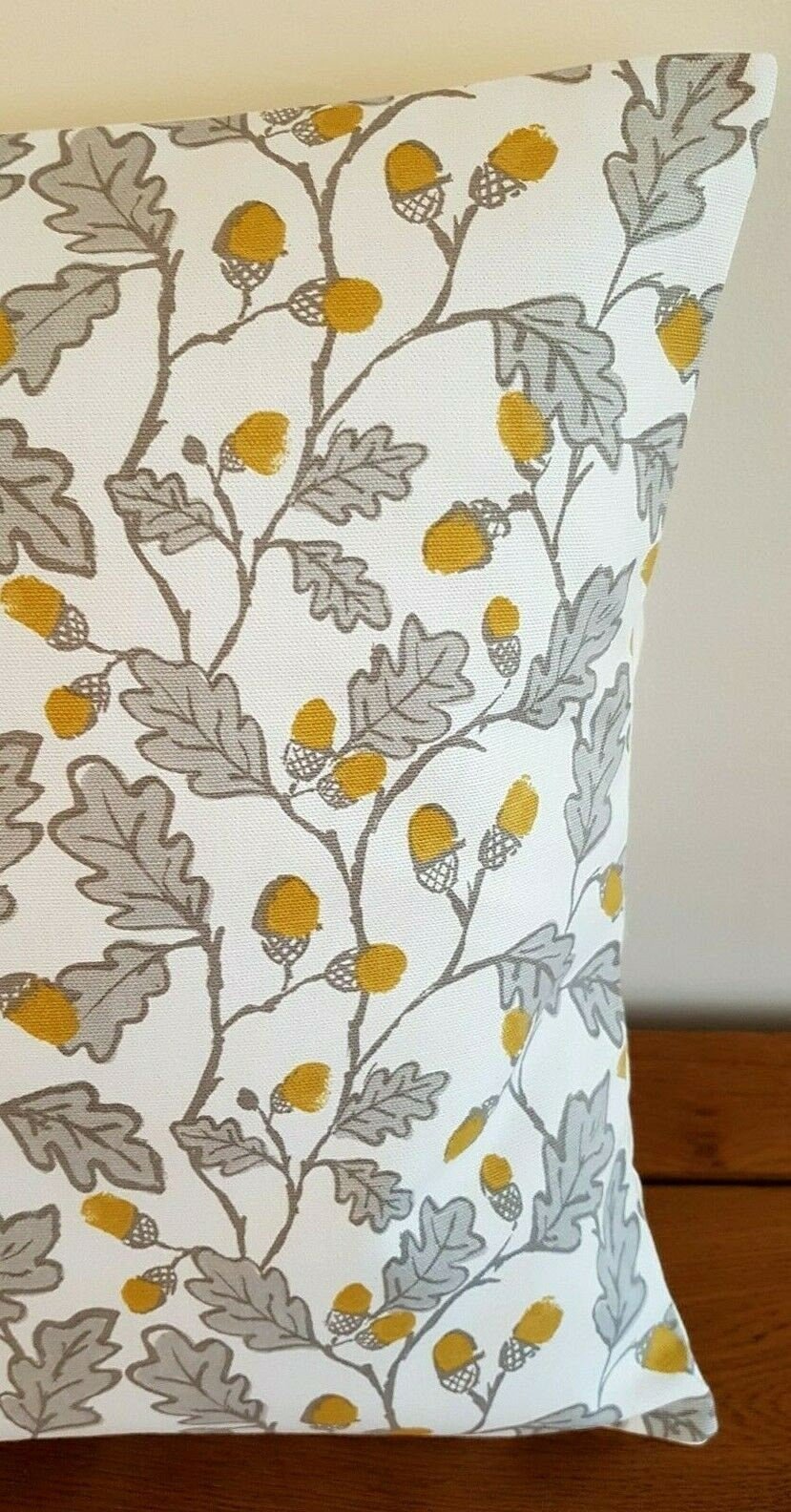 Cushion Cover Yellow Grey Acorn Trail 10" 12" 14" 16" 17" 18" 20" 22" 24" 26" Clarke & Clarke Design Handmade 100% Cotton - CushionCoverAndDecor