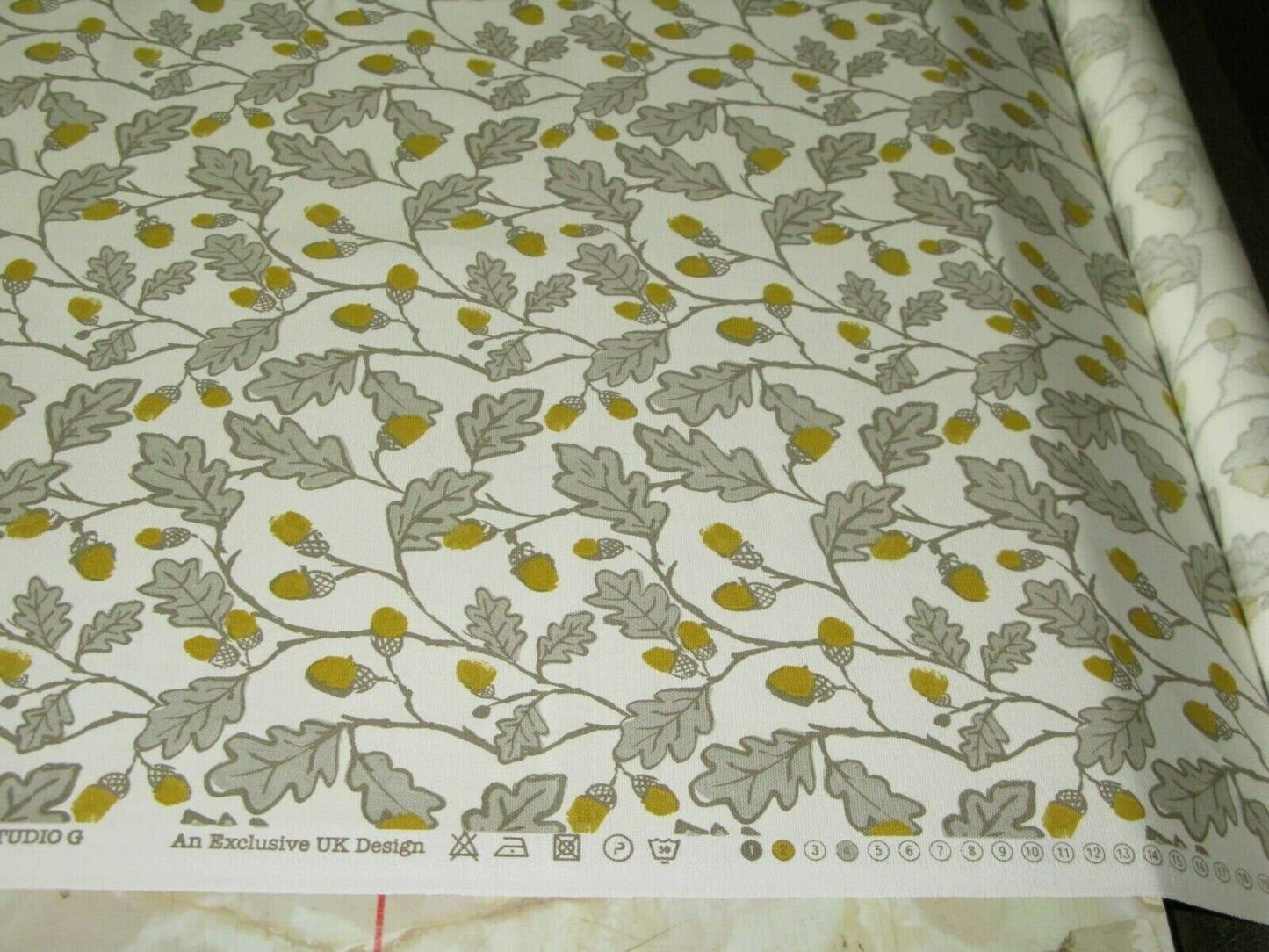 Cushion Cover Yellow Grey Acorn Trail 10" 12" 14" 16" 17" 18" 20" 22" 24" 26" Clarke & Clarke Design Handmade 100% Cotton - CushionCoverAndDecor