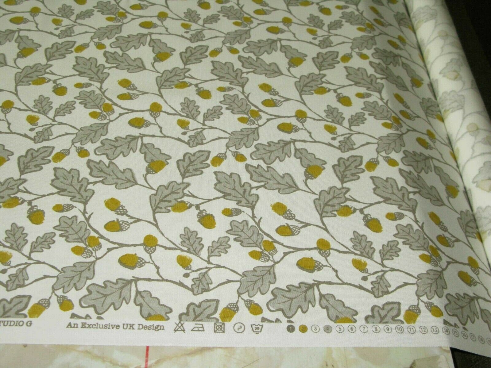 Cushion Cover Yellow Grey Acorn Trail 10" 12" 14" 16" 17" 18" 20" 22" 24" 26" Clarke & Clarke Design Handmade 100% Cotton - CushionCoverAndDecor