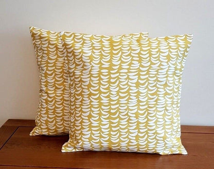 Cushion Cover Yellow Mustard White Design 10" 12" 14" 16" 17" 18" 20" 22" 24" 26" Handmade 100% Cotton - CushionCoverAndDecor